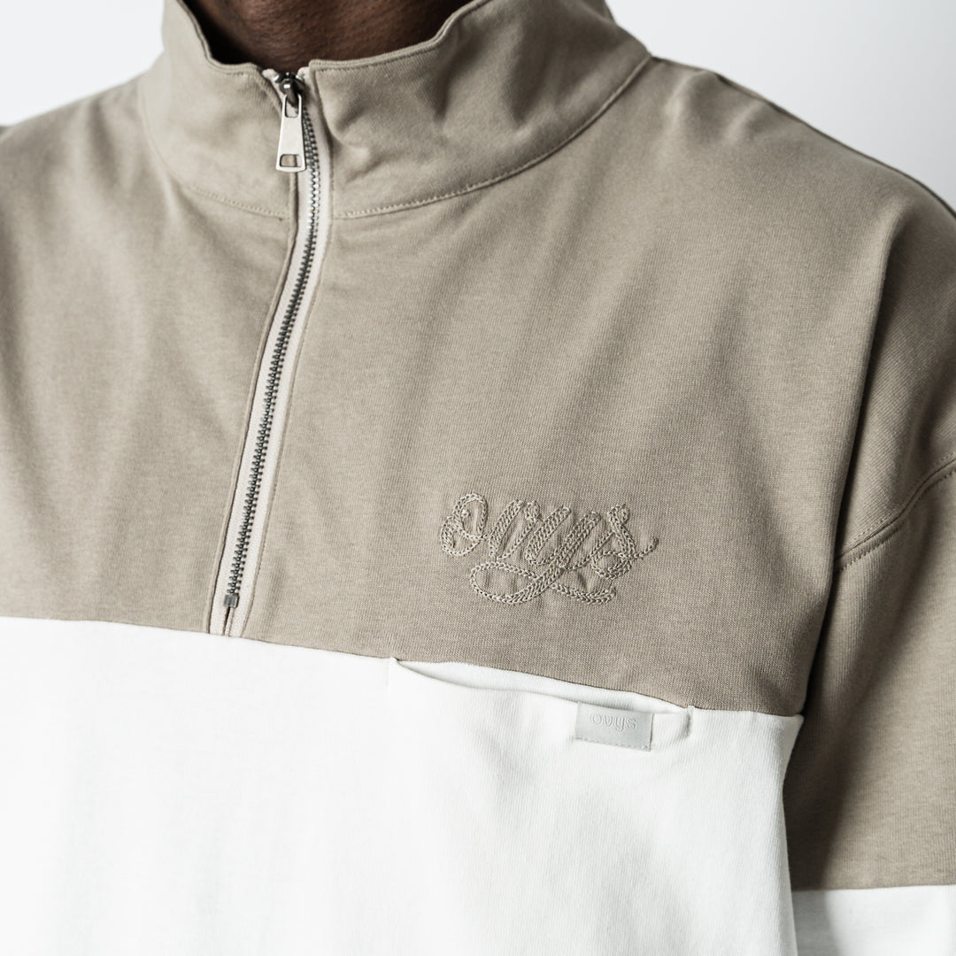 【2/27(金)発売】PANELED HALF ZIP COTTON LS SHIRT