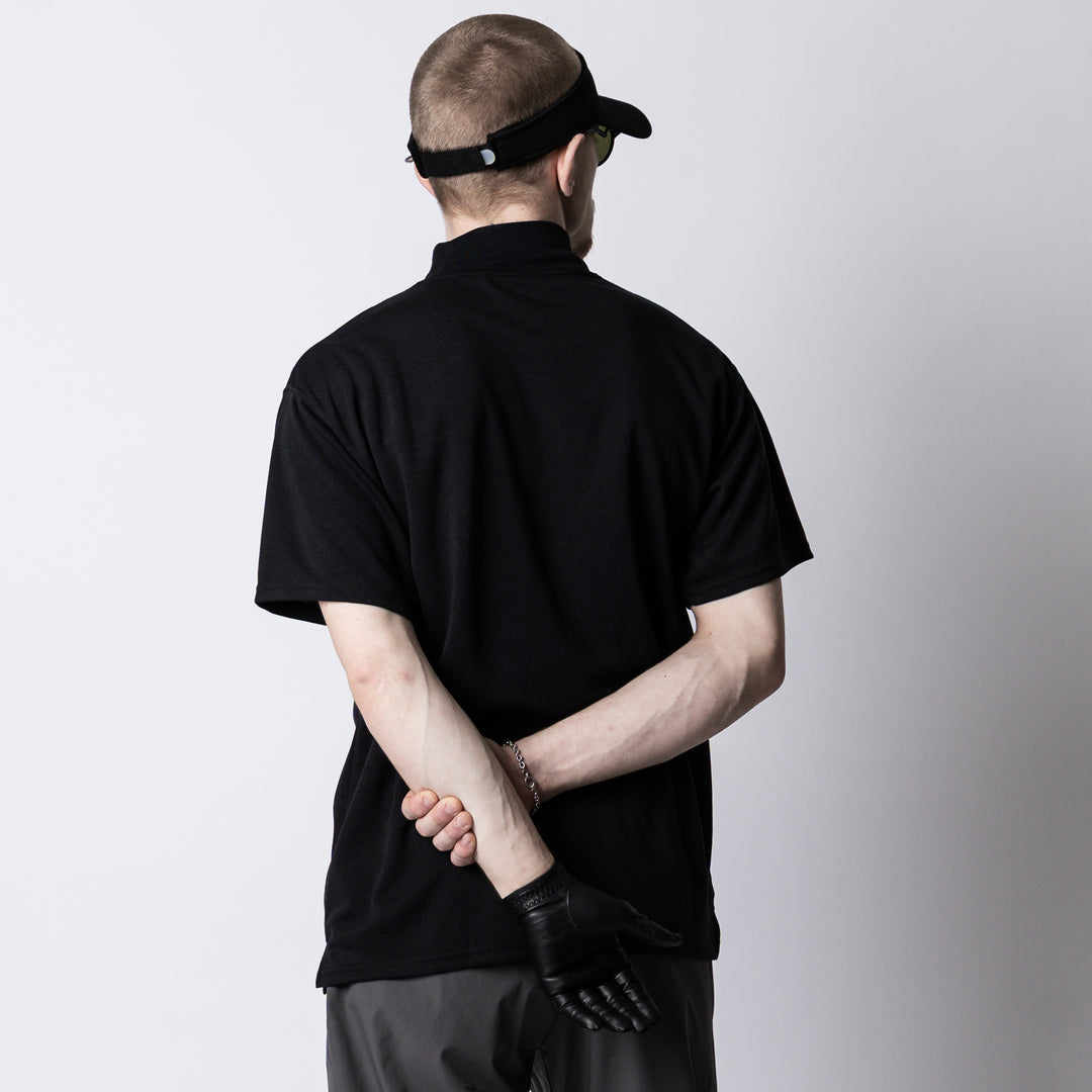 HAND SIGN LOGO HIGH NECK BACK MESH SS TEE