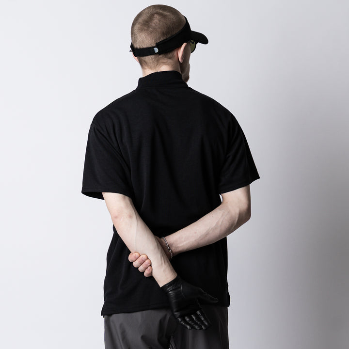 HAND SIGN LOGO HIGH NECK BACK MESH SS TEE