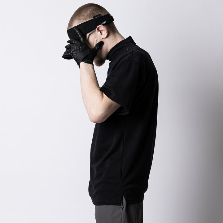 HAND SIGN LOGO HIGH NECK BACK MESH SS TEE