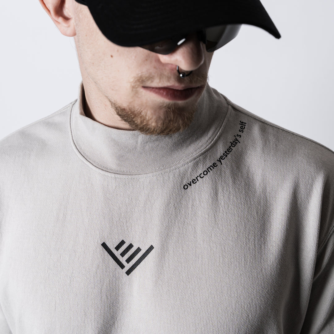 HAND SIGN LOGO HIGH NECK BACK MESH SS TEE