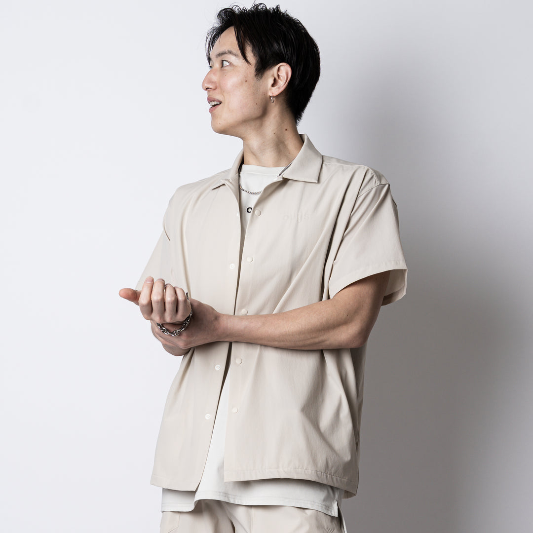 WORKOUT NYLON OPEN COLLAR SHIRT