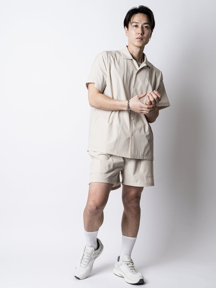 WORKOUT NYLON OPEN COLLAR SHIRT