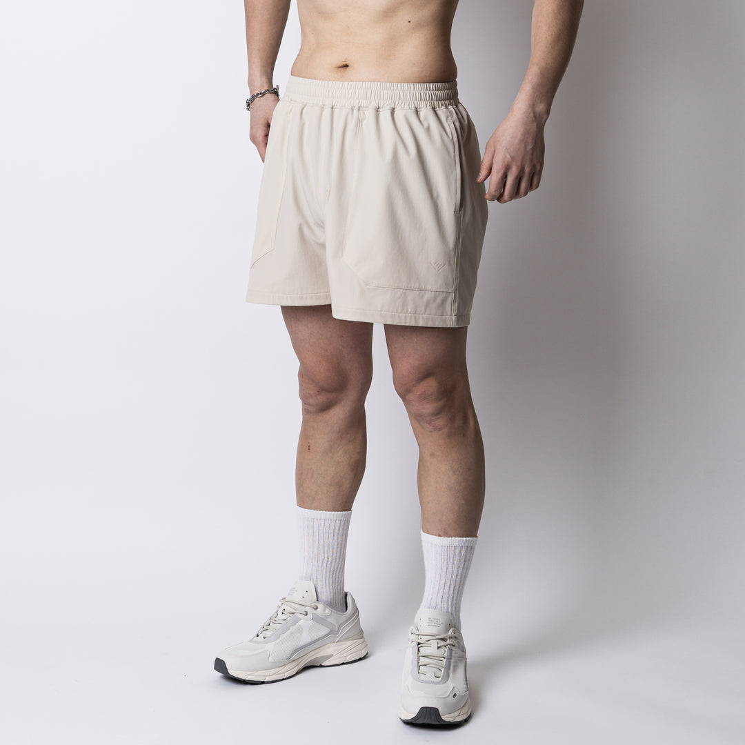 SQUARE LOGO WORKOUT NYLON TRAINEE SHORT PANTS