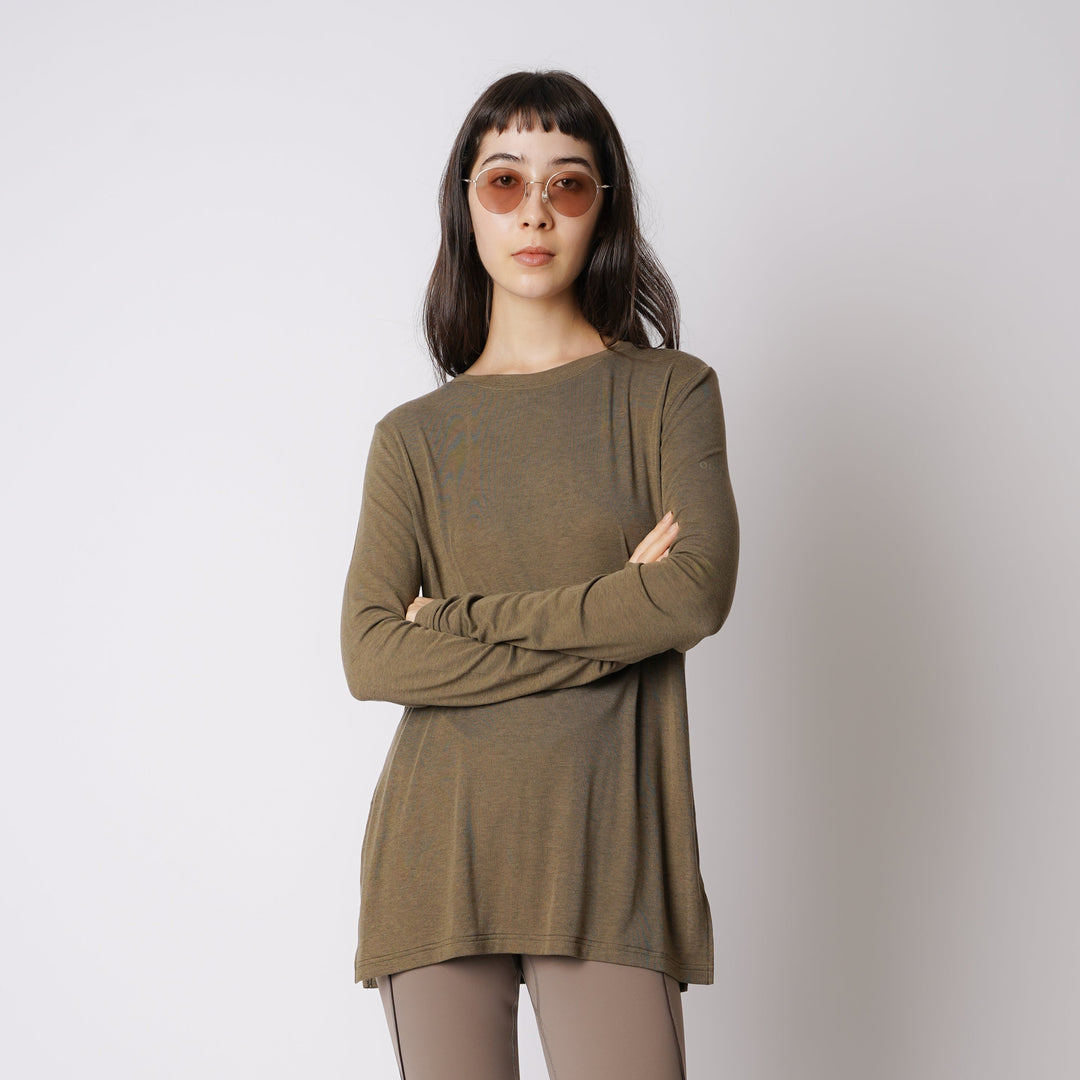 WMNS WOOL BLENDED LONG SLIT LS TEE