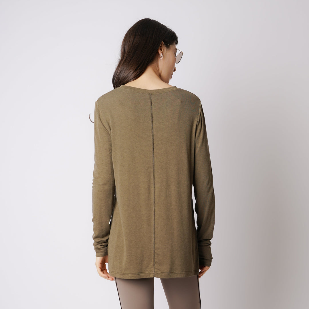 WMNS WOOL BLENDED LONG SLIT LS TEE