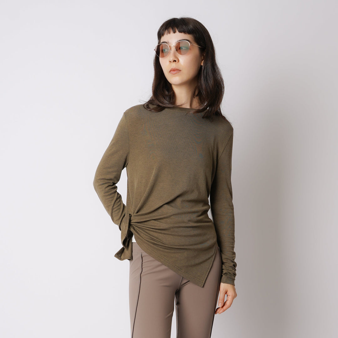 WMNS WOOL BLENDED LONG SLIT LS TEE