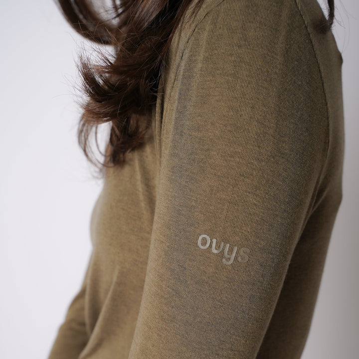 WMNS WOOL BLENDED LONG SLIT LS TEE