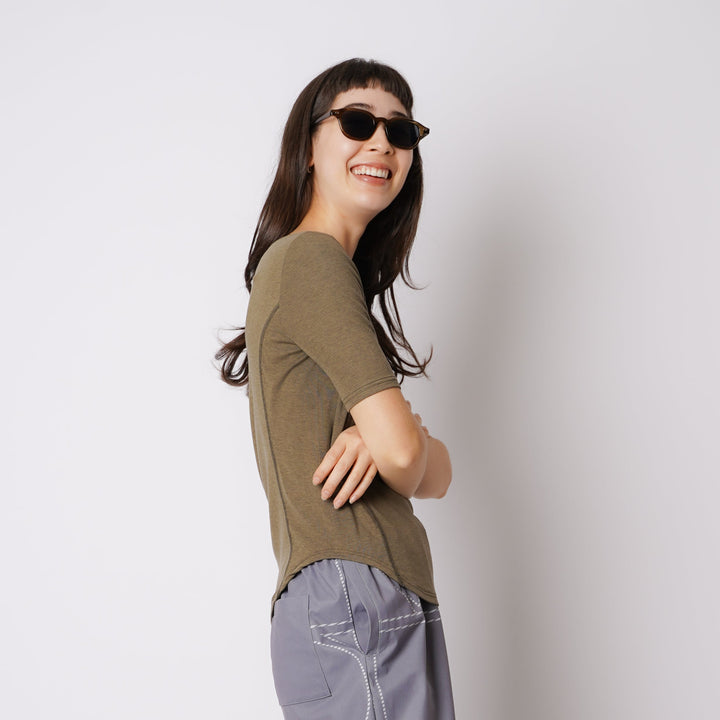 WMNS WOOL BLENDED ROUND HEM HS TEE