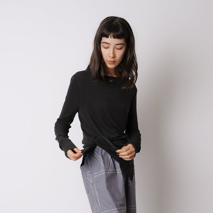 WMNS WOOL BLENDED LONG SLIT LS TEE