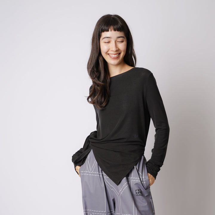 WMNS WOOL BLENDED LONG SLIT LS TEE