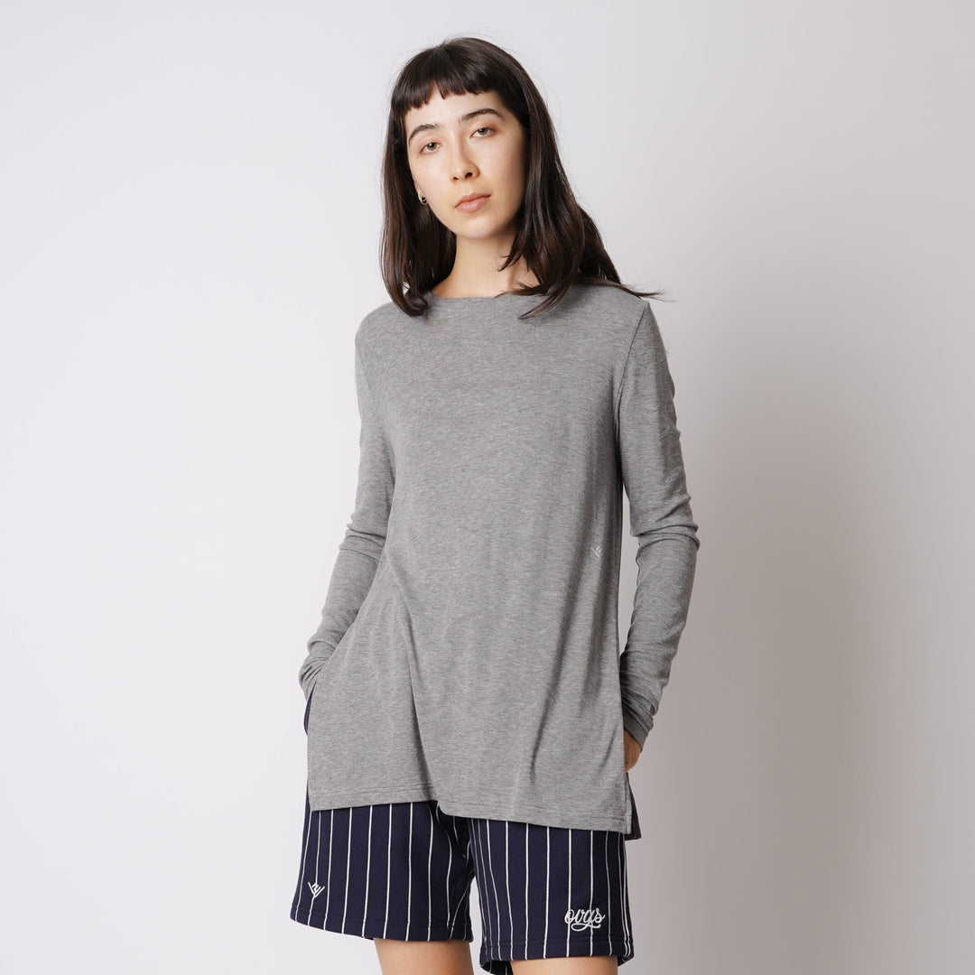 WMNS WOOL BLENDED LONG SLIT LS TEE