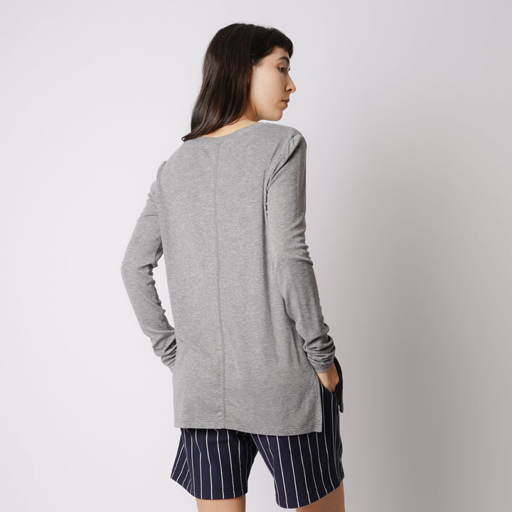 WMNS WOOL BLENDED LONG SLIT LS TEE