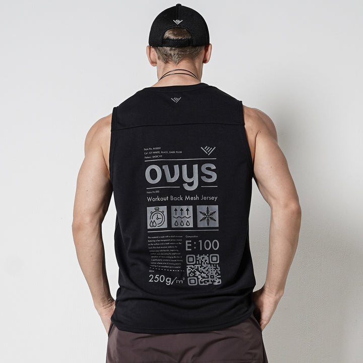 LABELED BACK MESH TANK TOP
