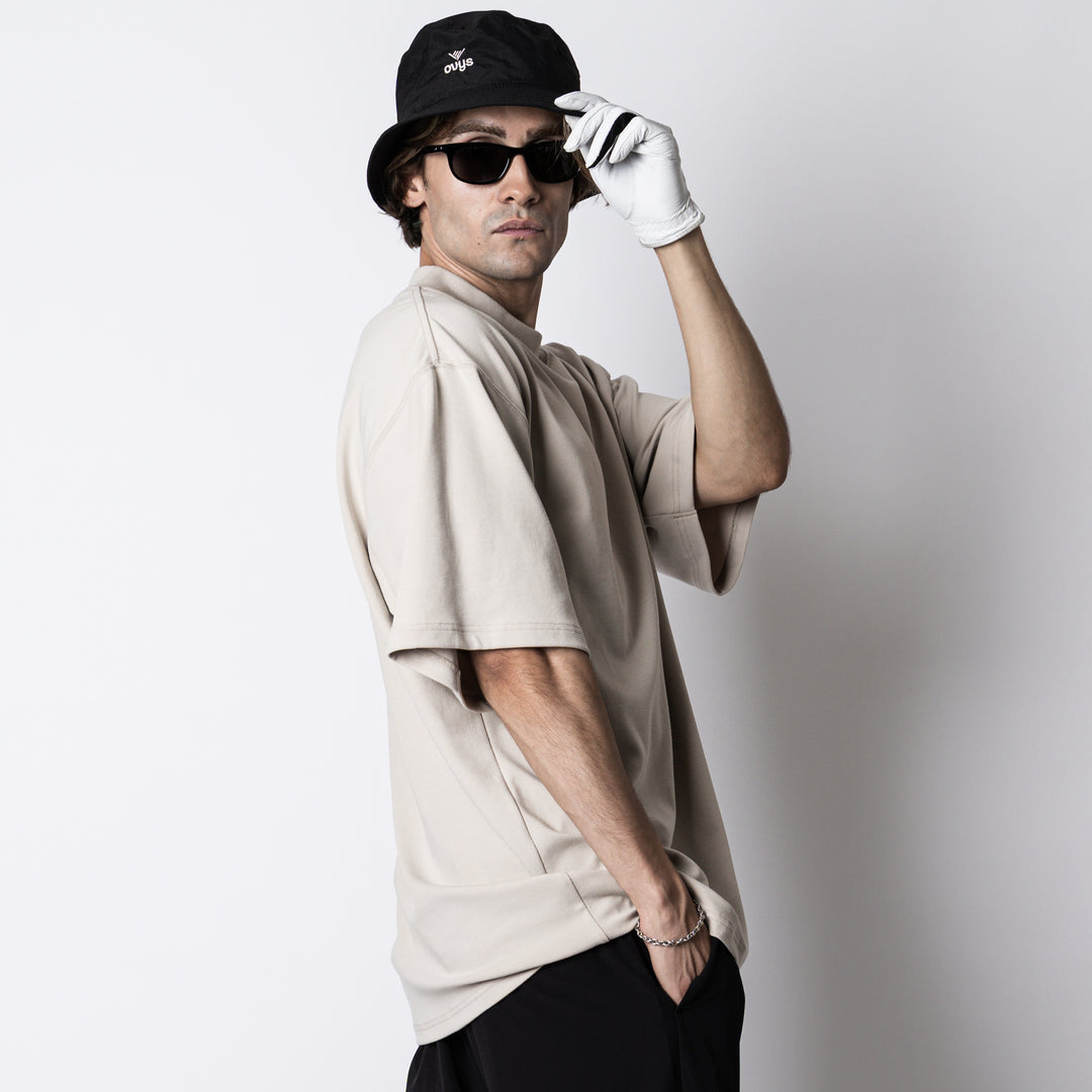C-MESH MOCK NECK OVERSIZED SS TEE