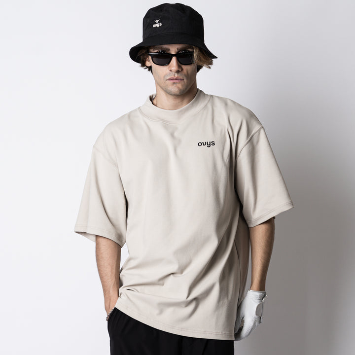 C-MESH MOCK NECK OVERSIZED SS TEE