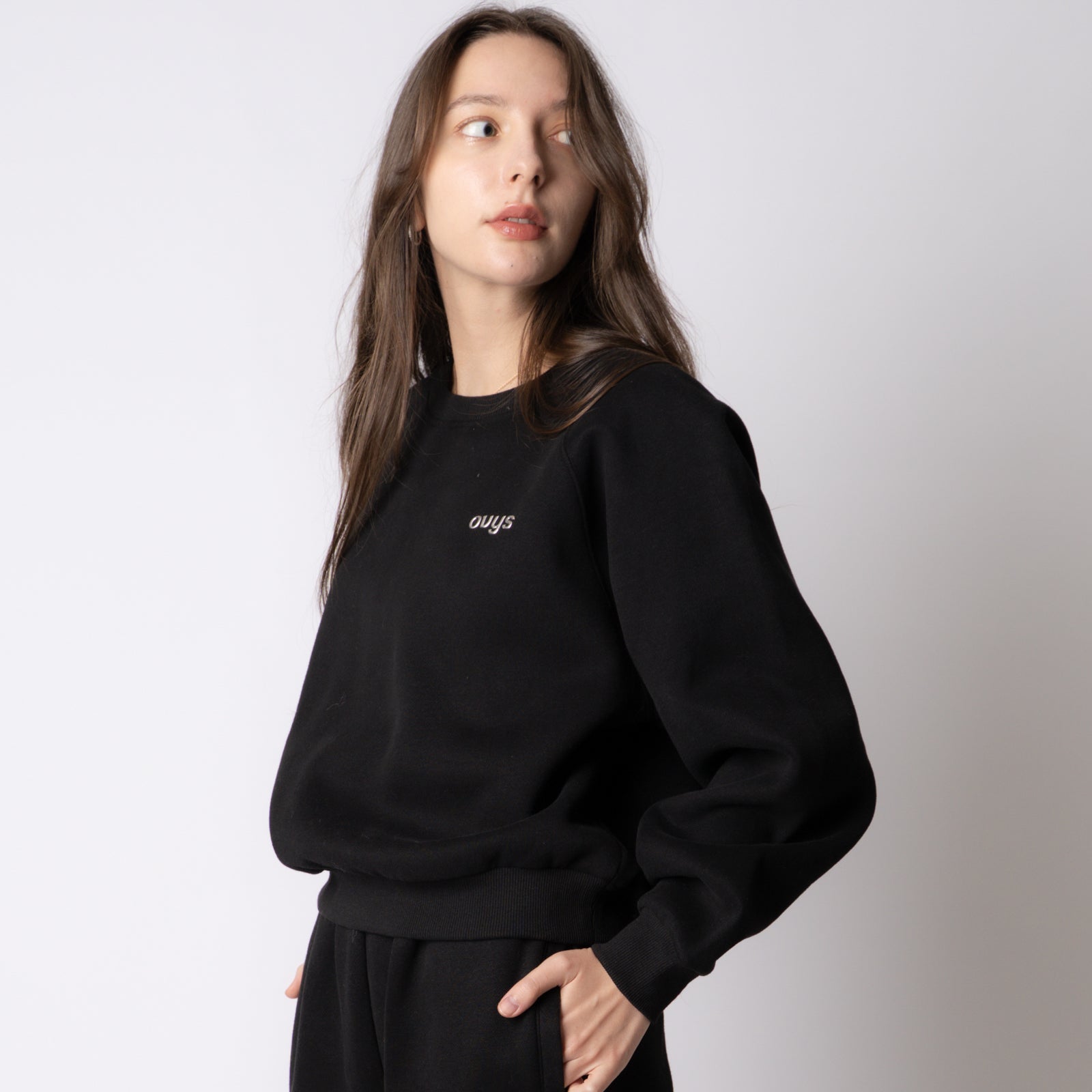 トップス OVY Basic Crew Neck Sweat top BLACK XL レディース【ovys公式】起毛スウェットクルーネック – ovys(オーヴィーズ)