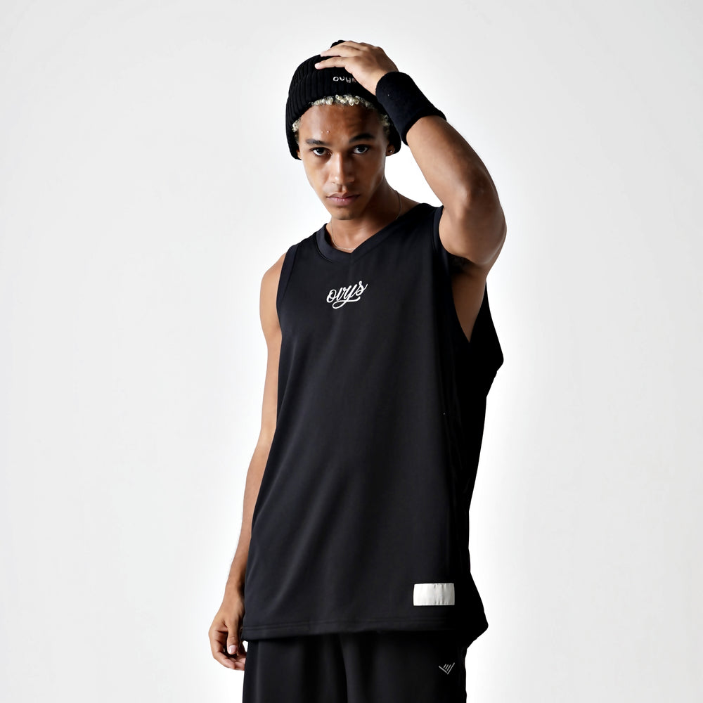 マルチドライメッシュタンクトップのBLACKのLサイズの着用画像です