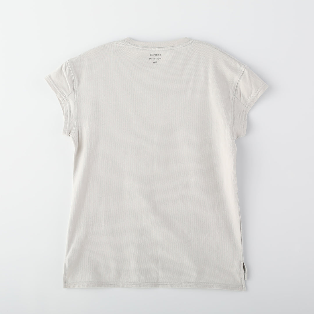 レディースオーガニックコットンストレッチタイトフィットTシャツのICY WHITEの平置き画像です