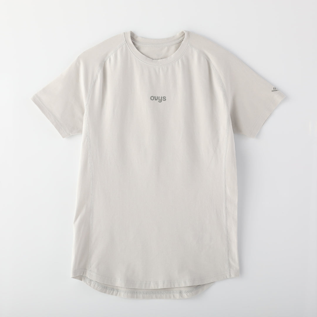 オーガニックコットンストレッチタイトフィットTシャツのICY WHITEの平置き画像です