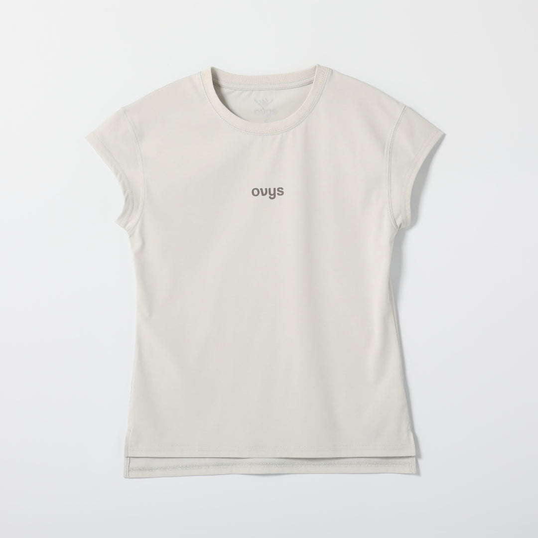 レディースミニロゴタイトフィットTシャツのICY WHITEの平置き画像です