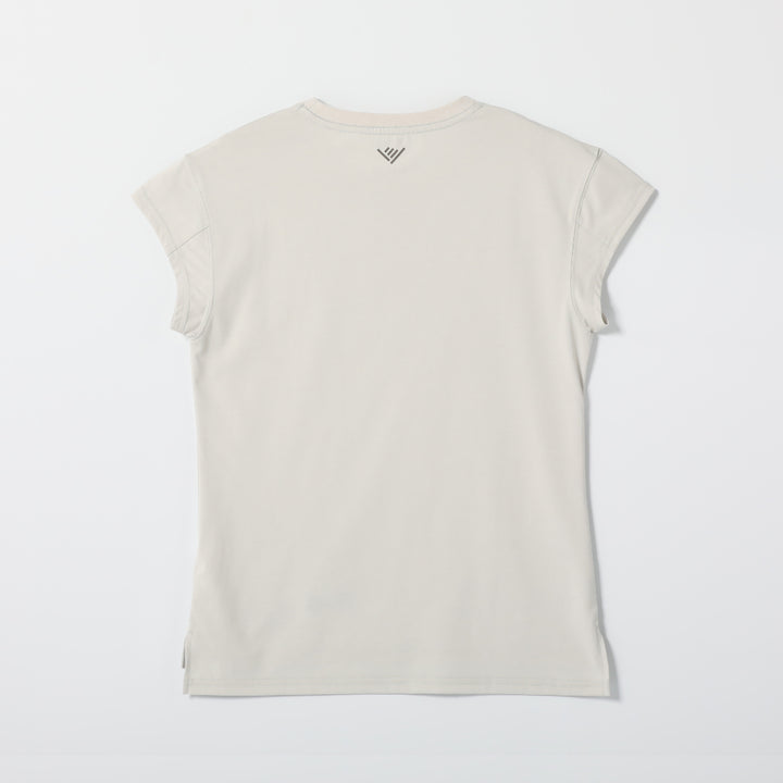 レディースミニロゴタイトフィットTシャツのICY WHITEの平置き画像です